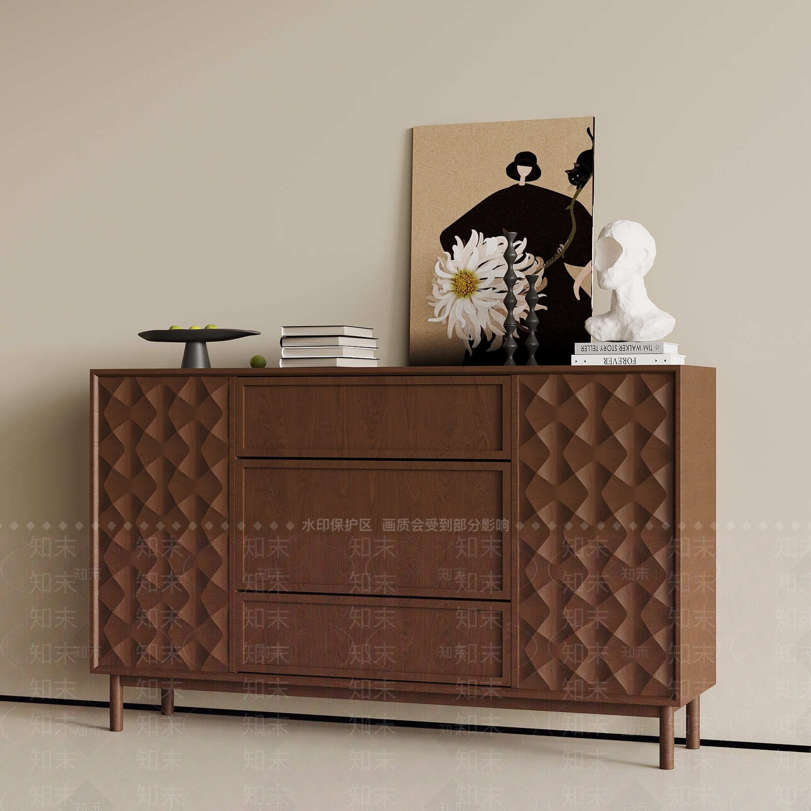 中古风玄关柜SU模型下载【ID:1233434323】