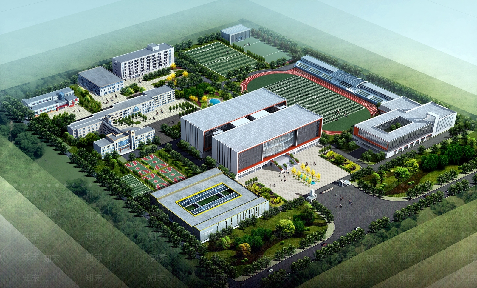 现代主义学校建筑SU模型下载【ID:1233435375】