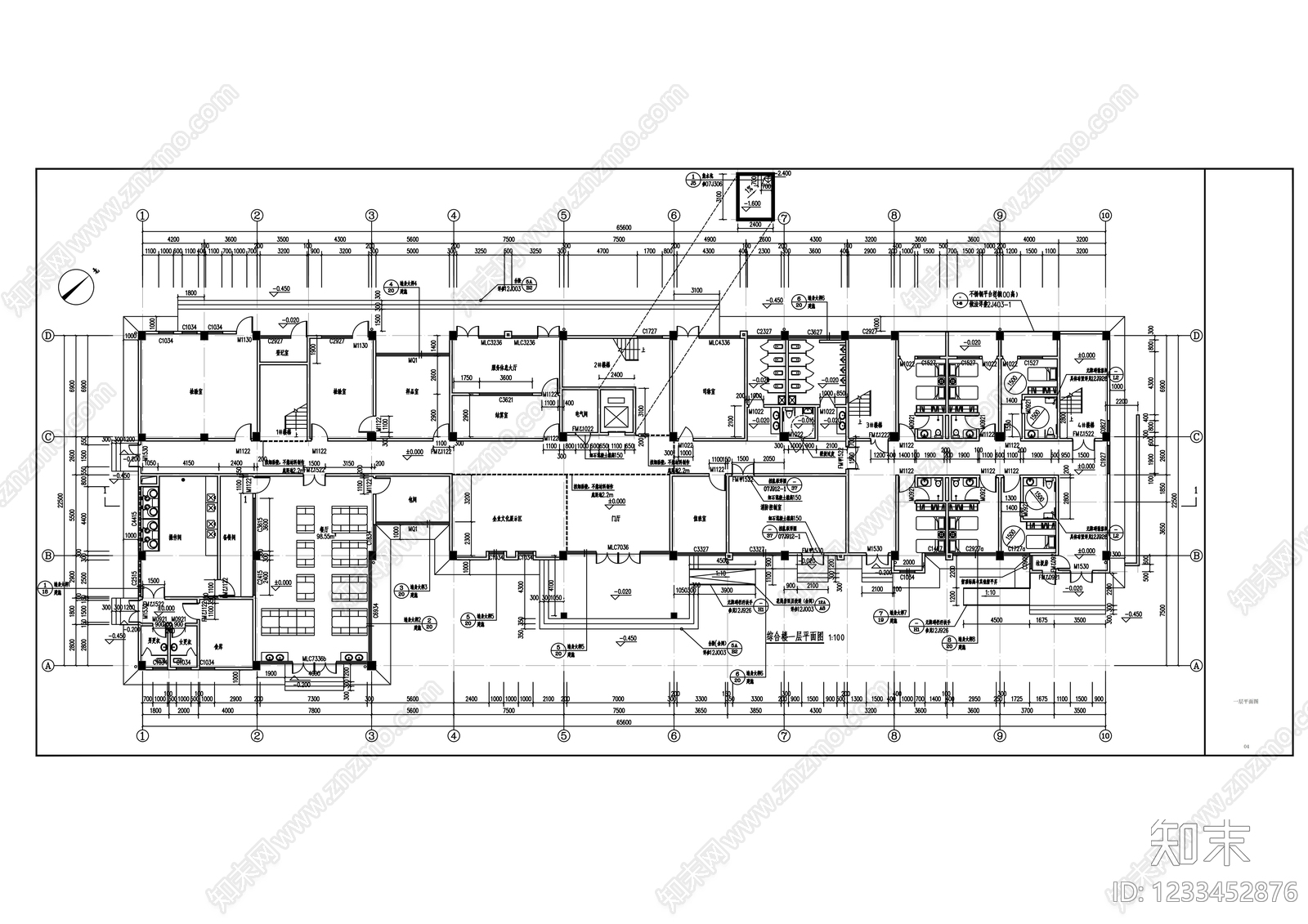 办公楼建筑cad施工图下载【ID:1233452876】