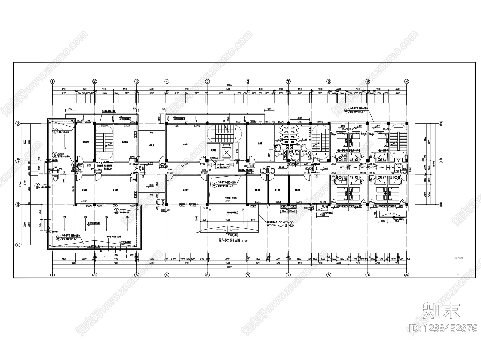 办公楼建筑cad施工图下载【ID:1233452876】