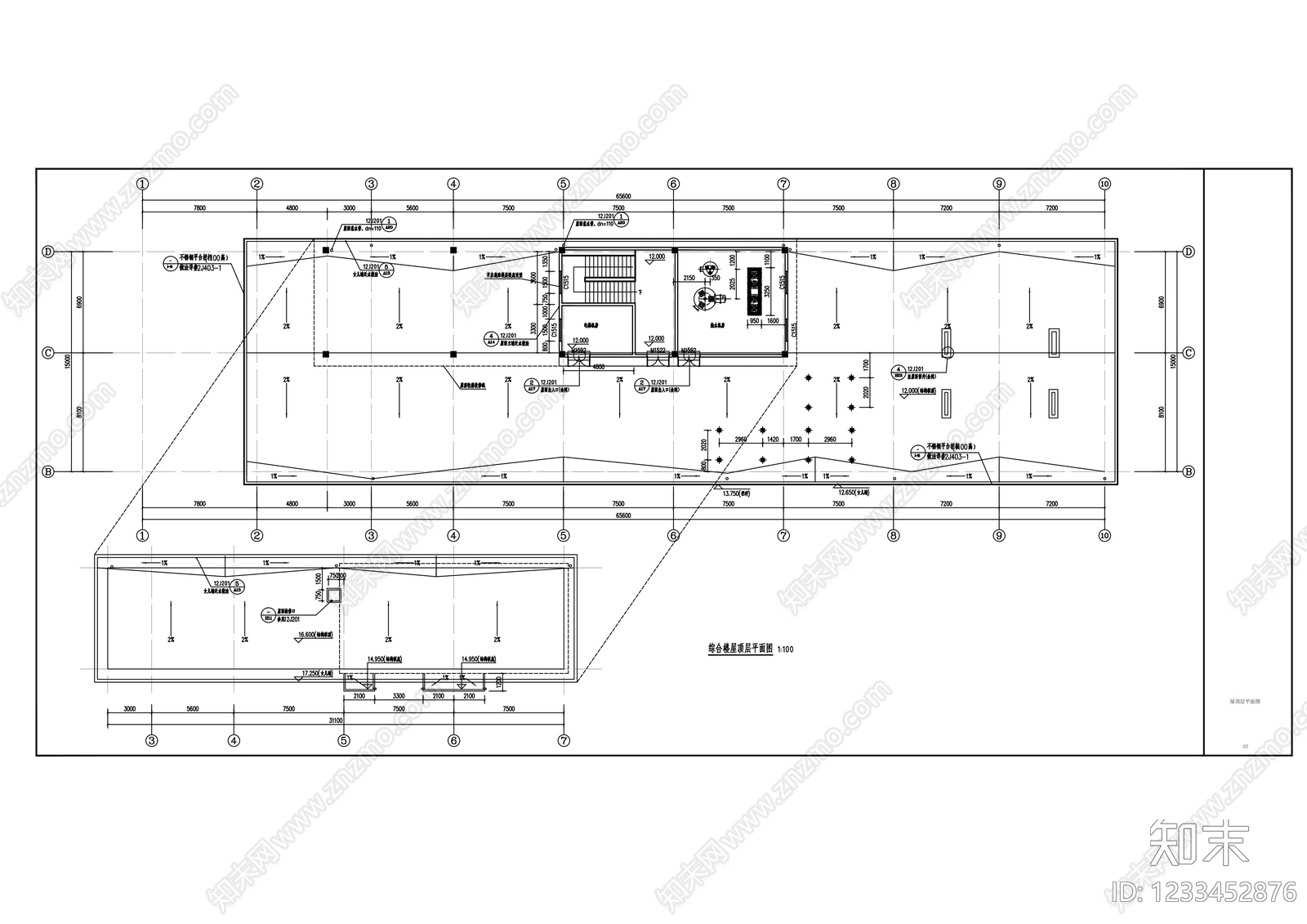 办公楼建筑cad施工图下载【ID:1233452876】