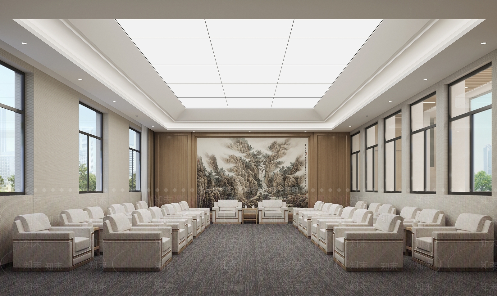 新中式接待室3D模型下载【ID:1233454787】