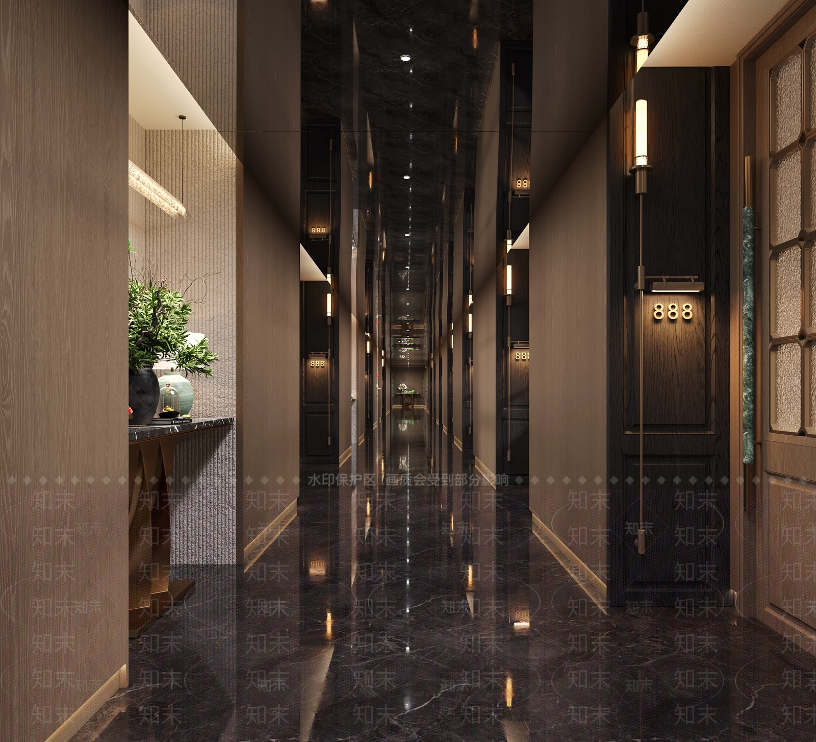 轻奢酒店走廊3D模型下载【ID:1233454746】
