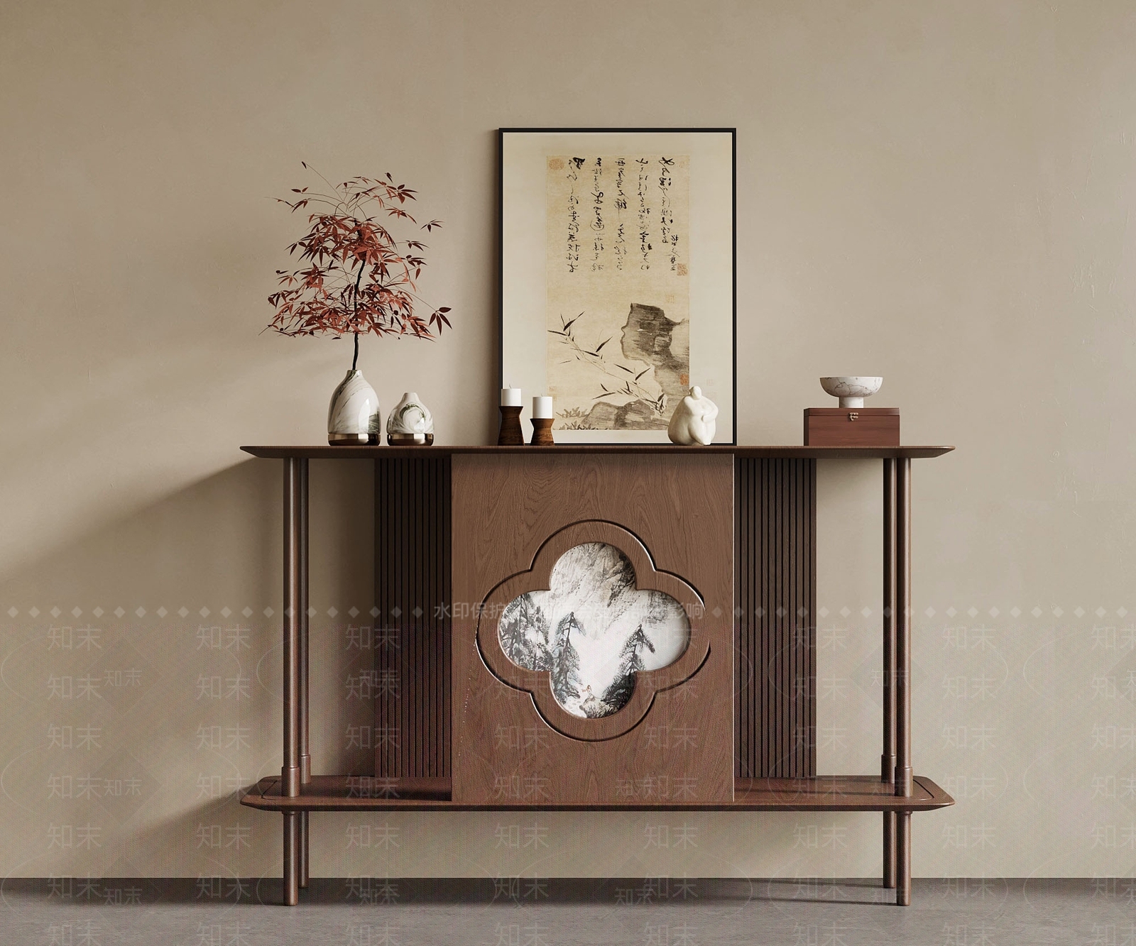 新中式条案SU模型下载【ID:1233454918】