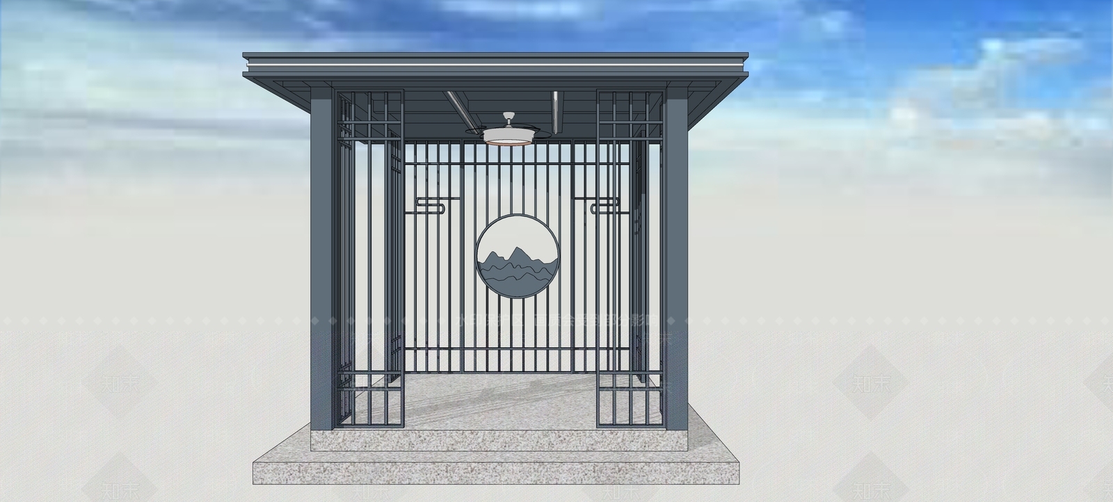 新中式景观亭子SU模型下载【ID:1233456565】