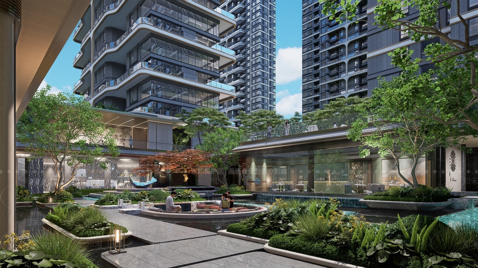 现代小区景观SU模型下载【ID:1233456593】