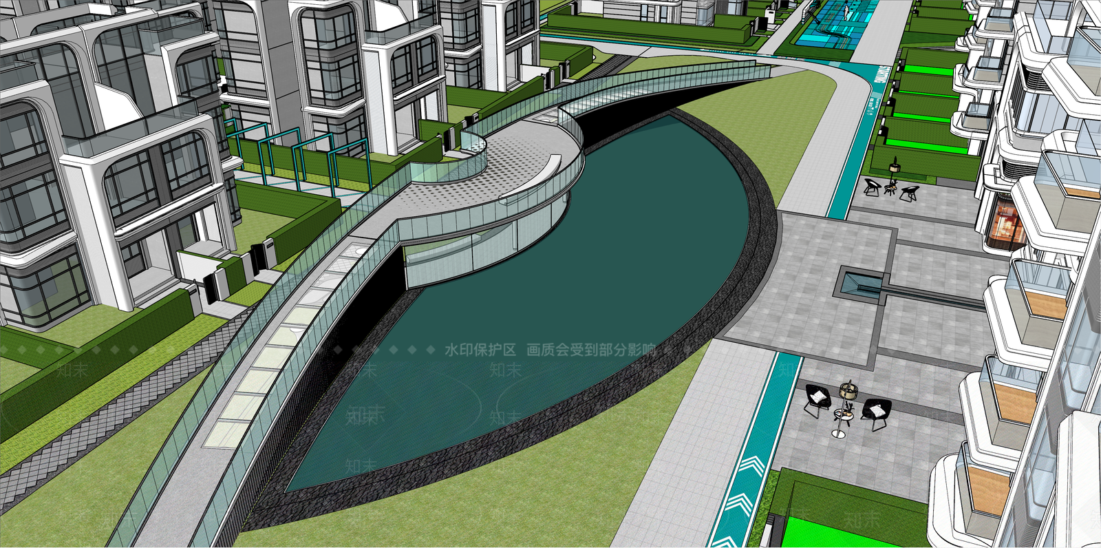 现代主义小区建筑SU模型下载【ID:1233461859】