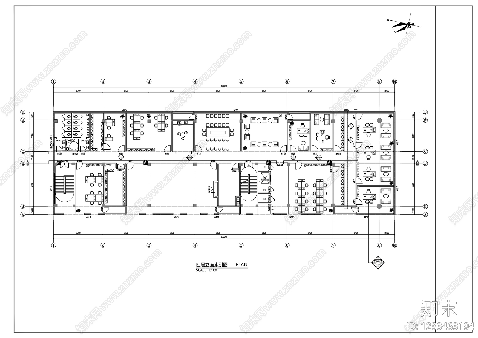 整体办公空间cad施工图下载【ID:1233463194】