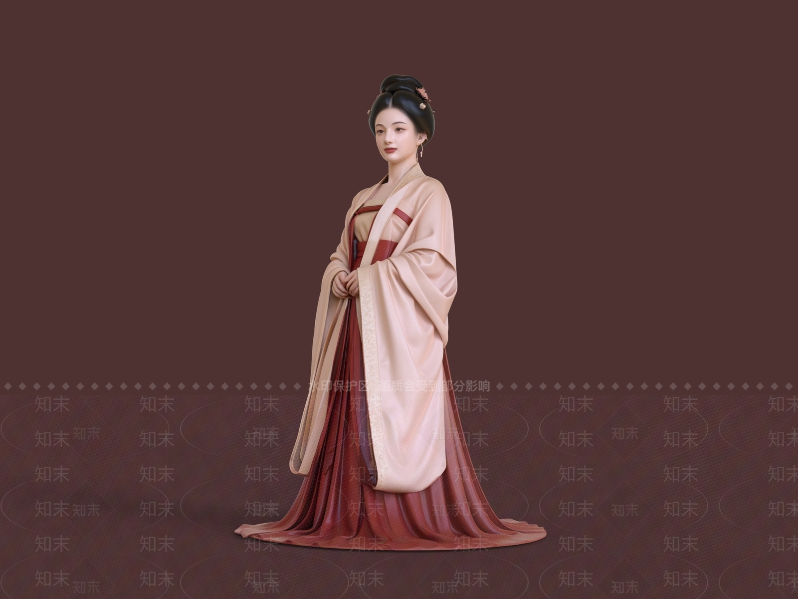 中式女人3D模型下载【ID:1233480697】