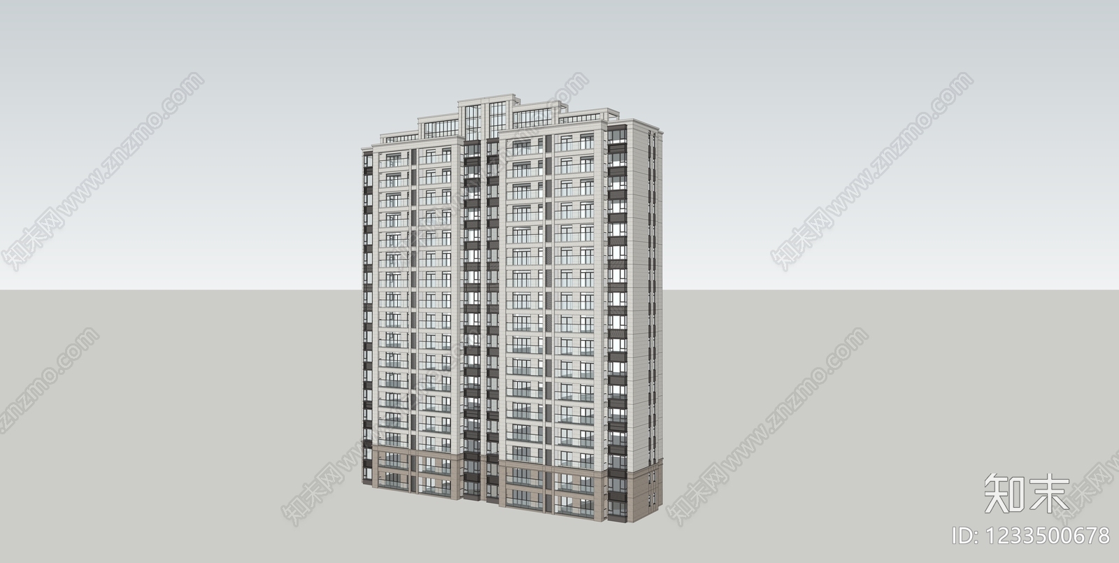 现代主义小高层住宅楼SU模型草图