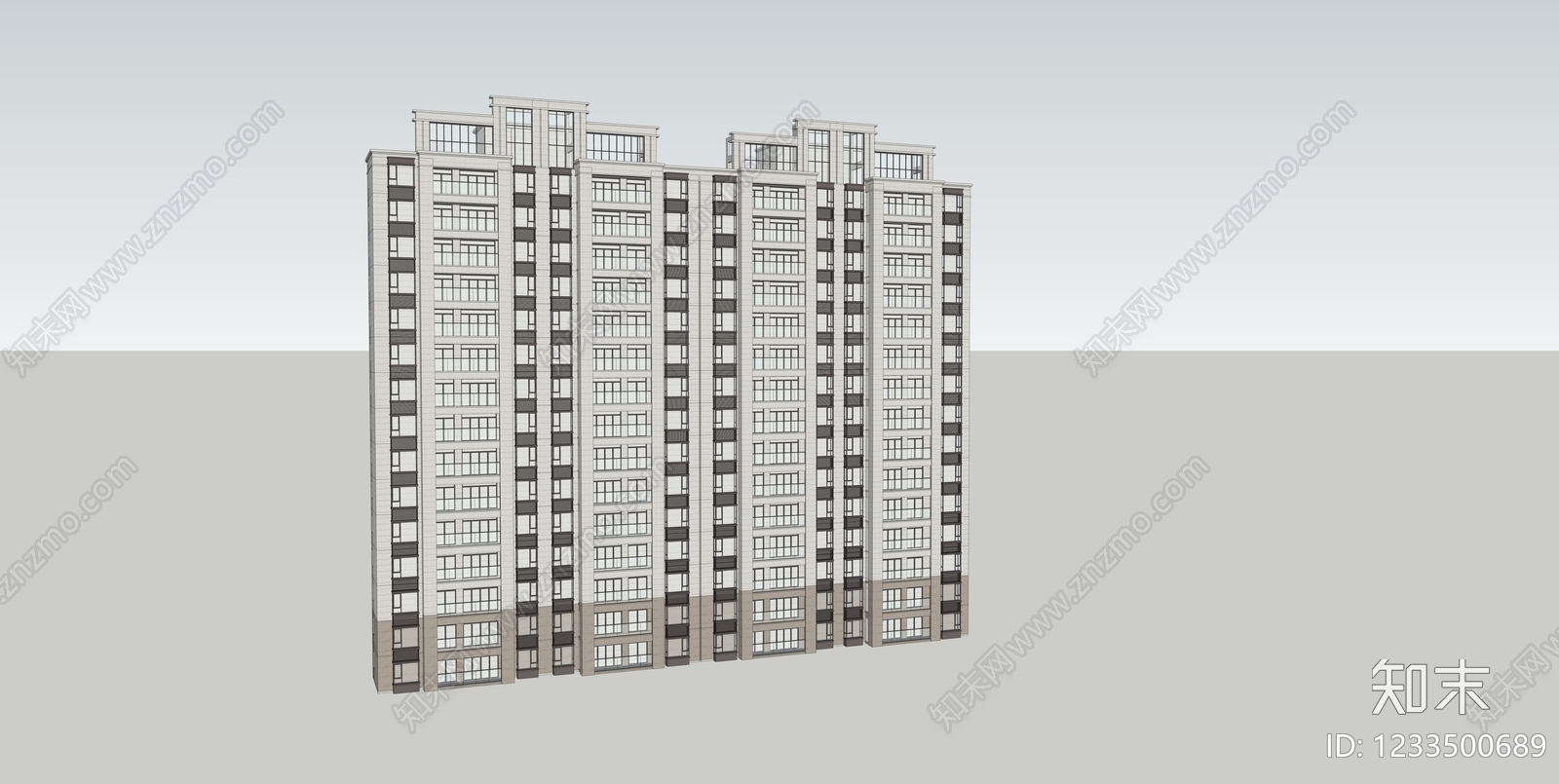 现代主义小高层住宅楼SU模型下载【ID:1233500689】
