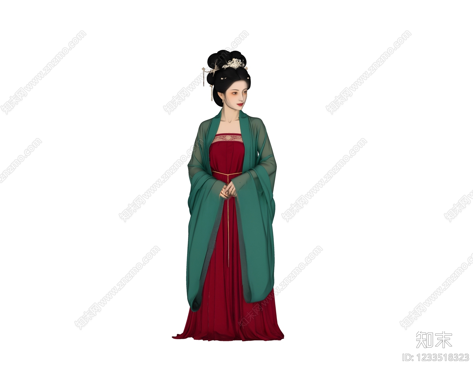 中式女人SU模型下载【ID:1233518323】