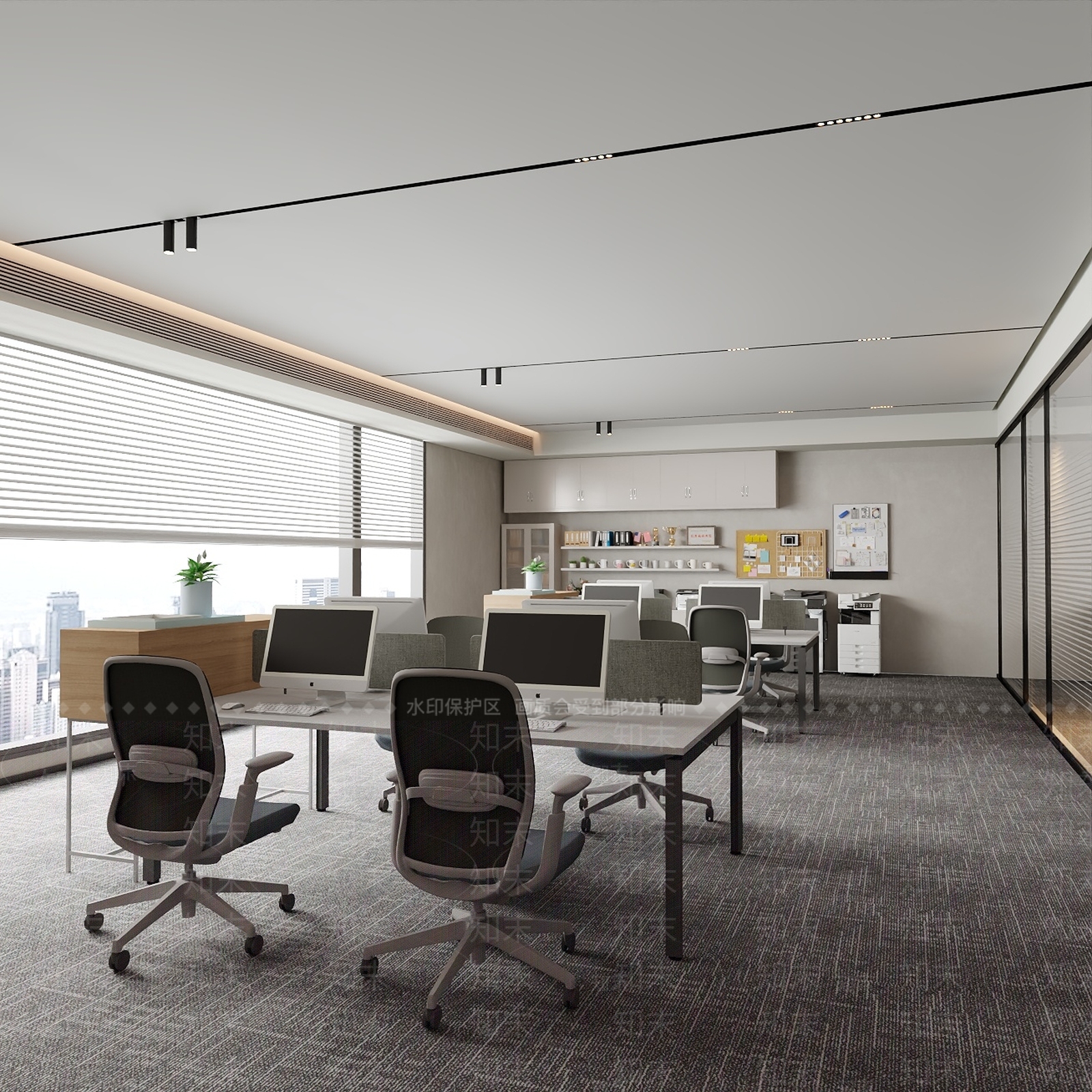 现代简约办公区3D模型下载【ID:1233520897】