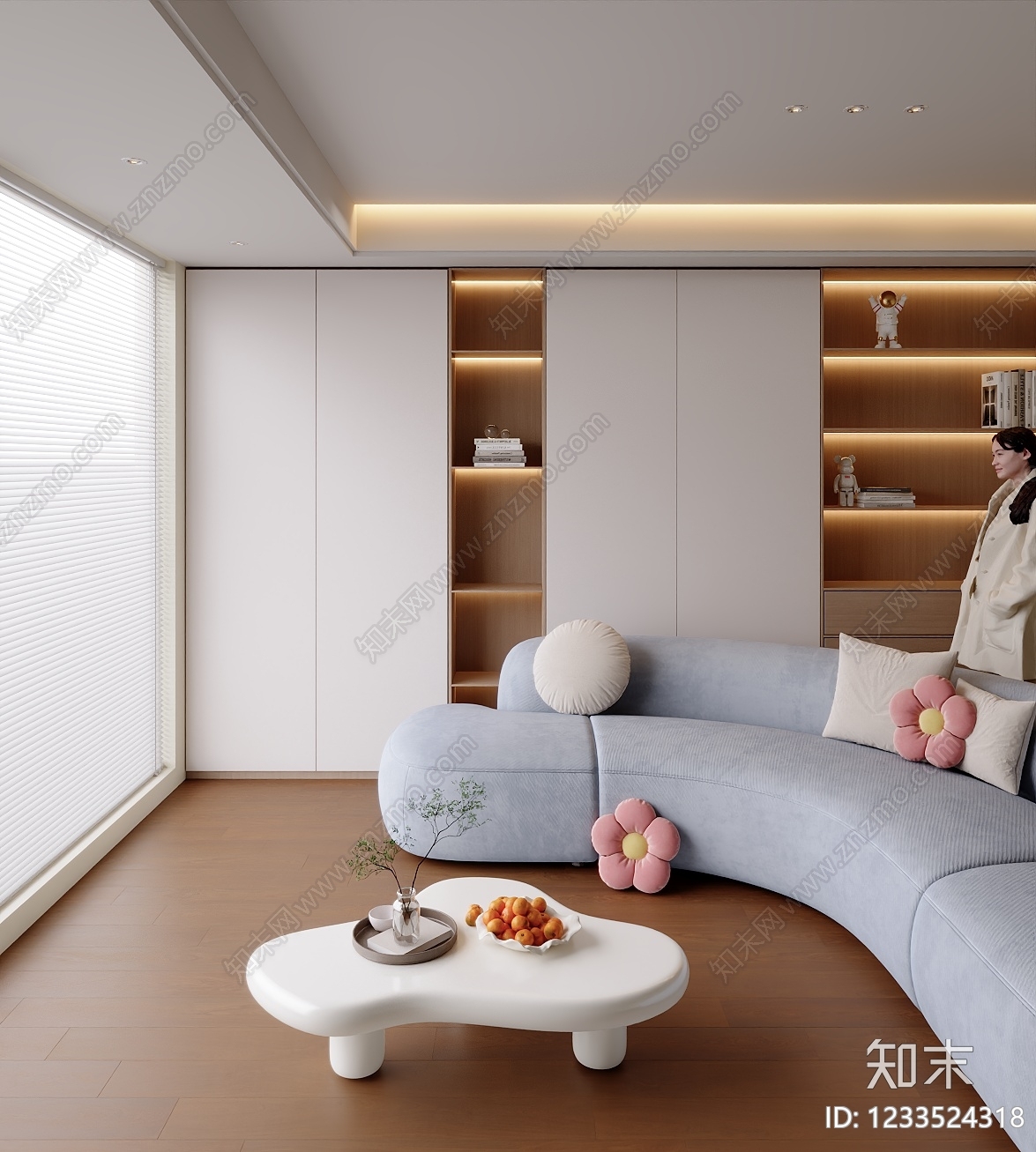 奶油风家居客厅SU模型下载【ID:1233524318】