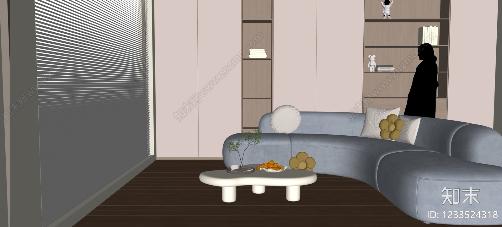 奶油风家居客厅SU模型下载【ID:1233524318】