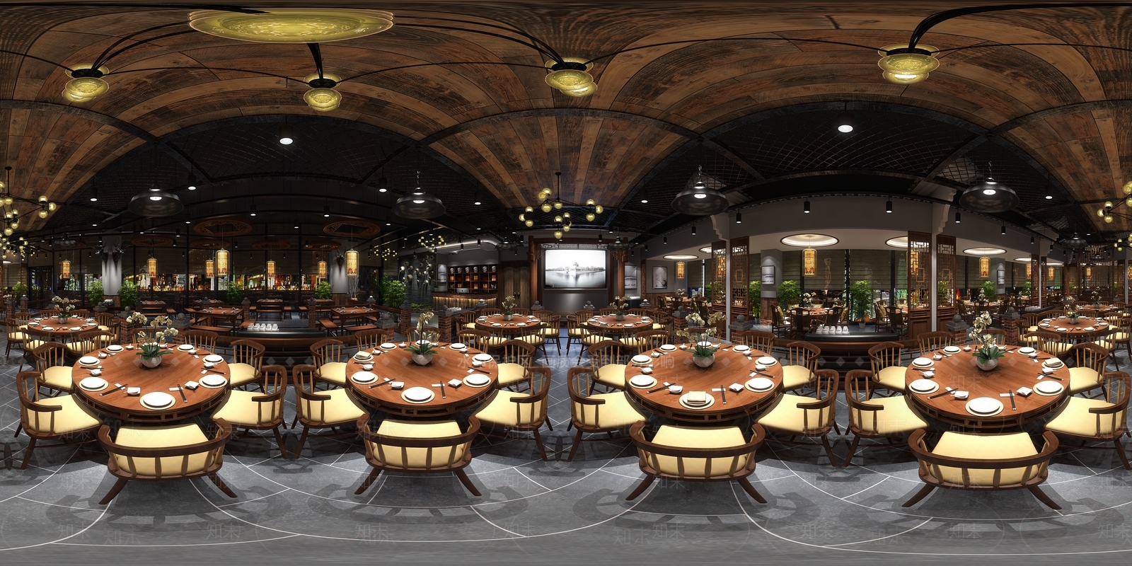 新中式中餐厅3D模型下载【ID:1233525155】