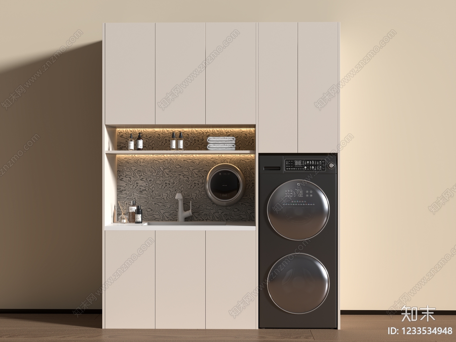 现代简约洗衣机柜SU模型下载【ID:1233534948】