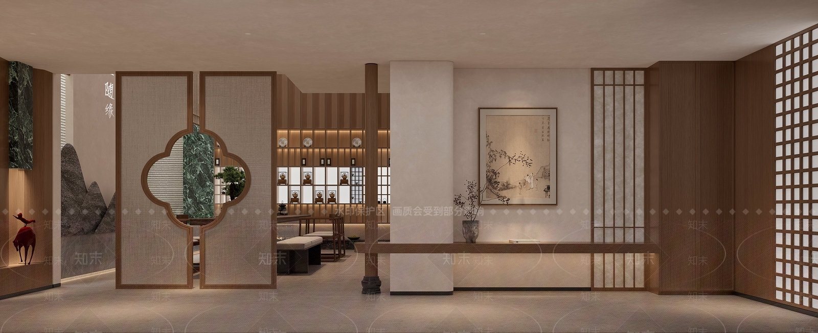 新中式茶馆3D模型下载【ID:1233535962】