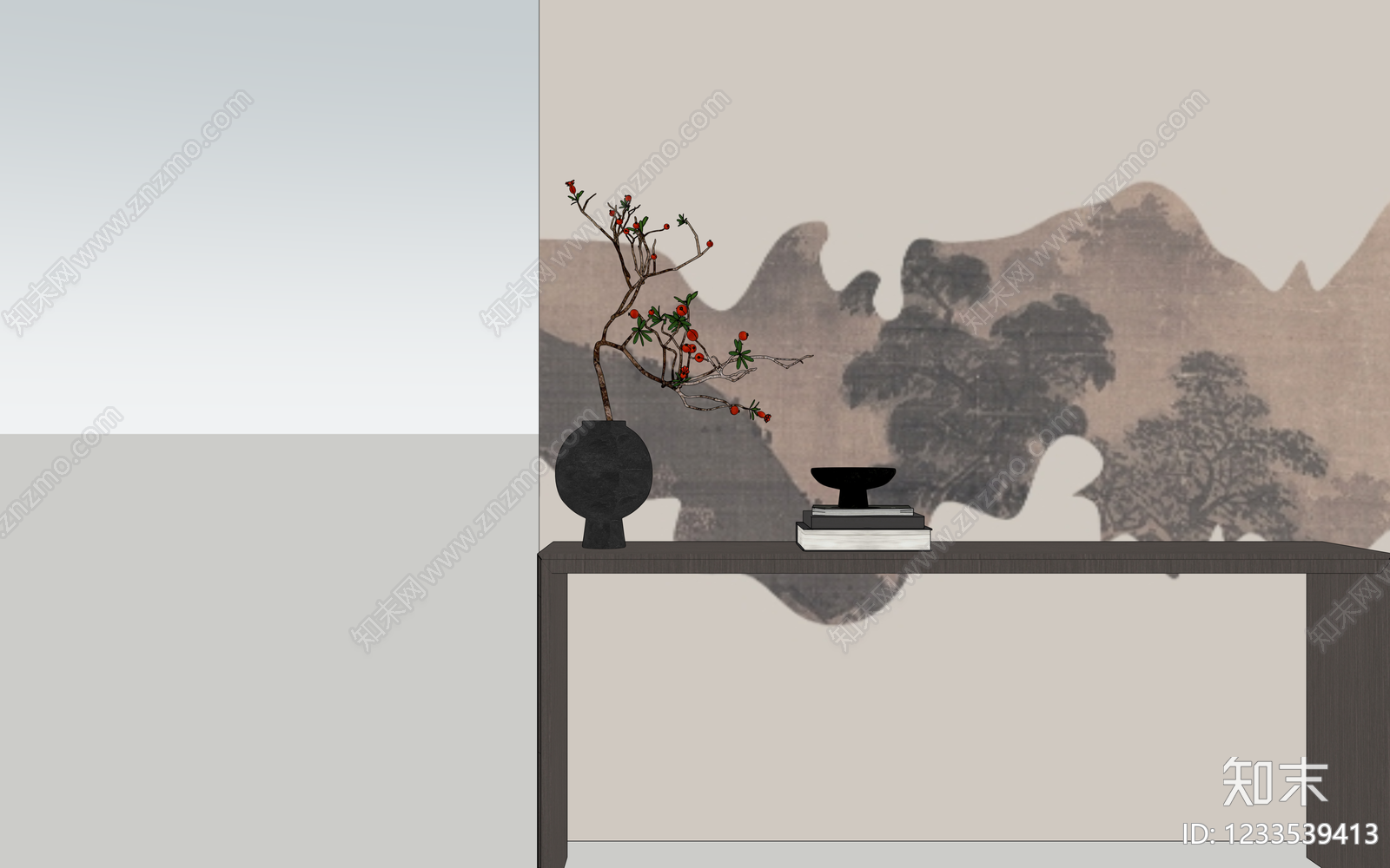 新中式条案SU模型下载【ID:1233539413】