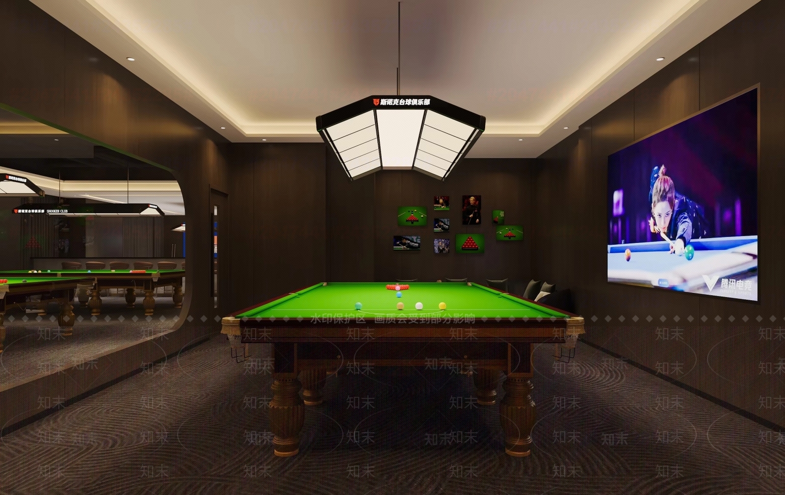 轻奢台球室3D模型下载【ID:1233544082】