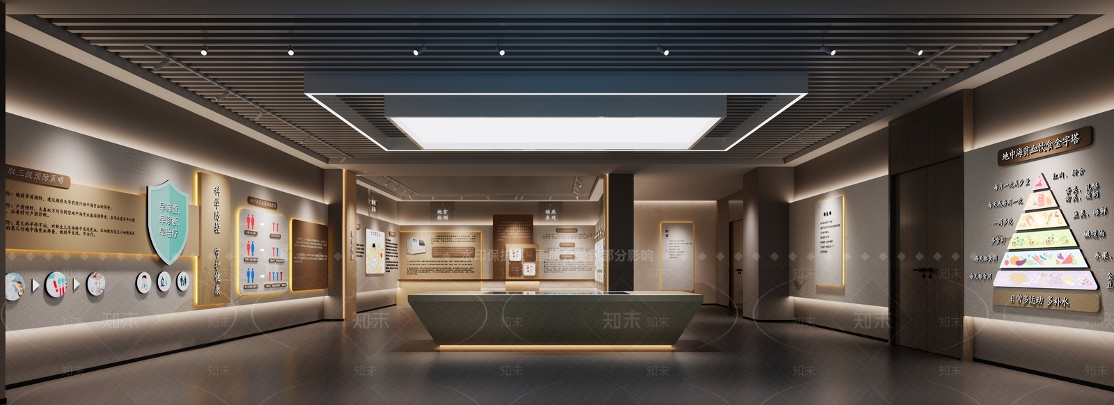 新中式医疗展厅3D模型渲染效果图