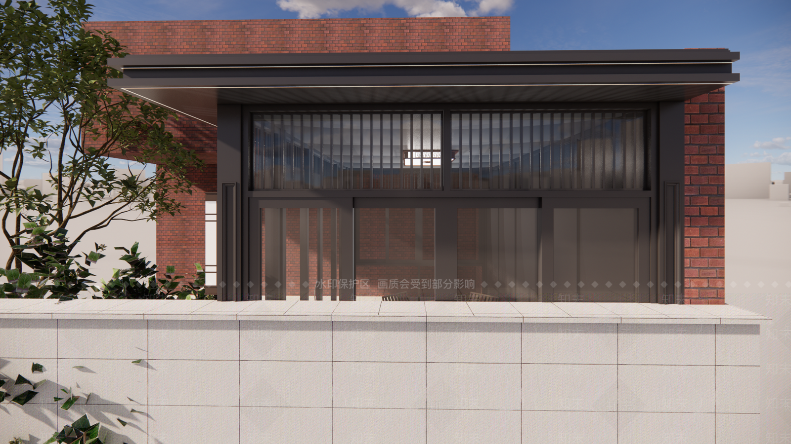 新中式风格建筑SU模型下载【ID:1233555197】