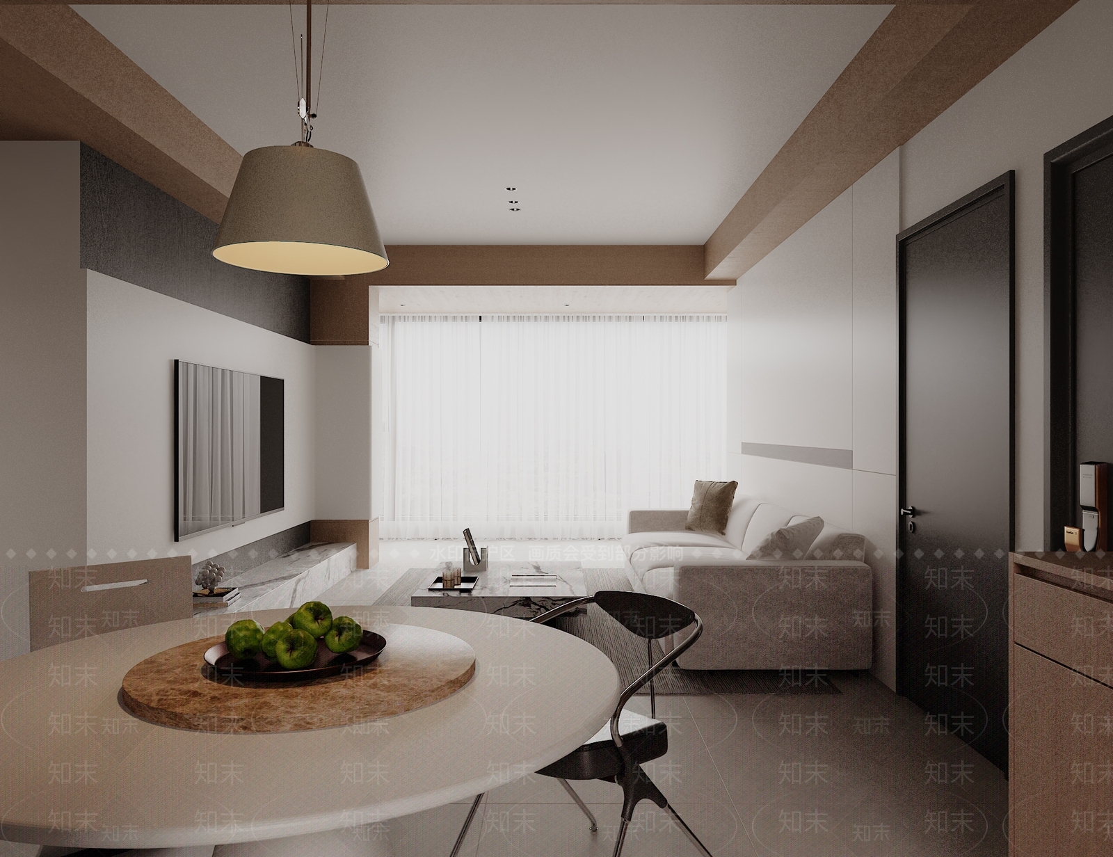 现代简约别墅客餐厅3D模型下载【ID:1233557609】