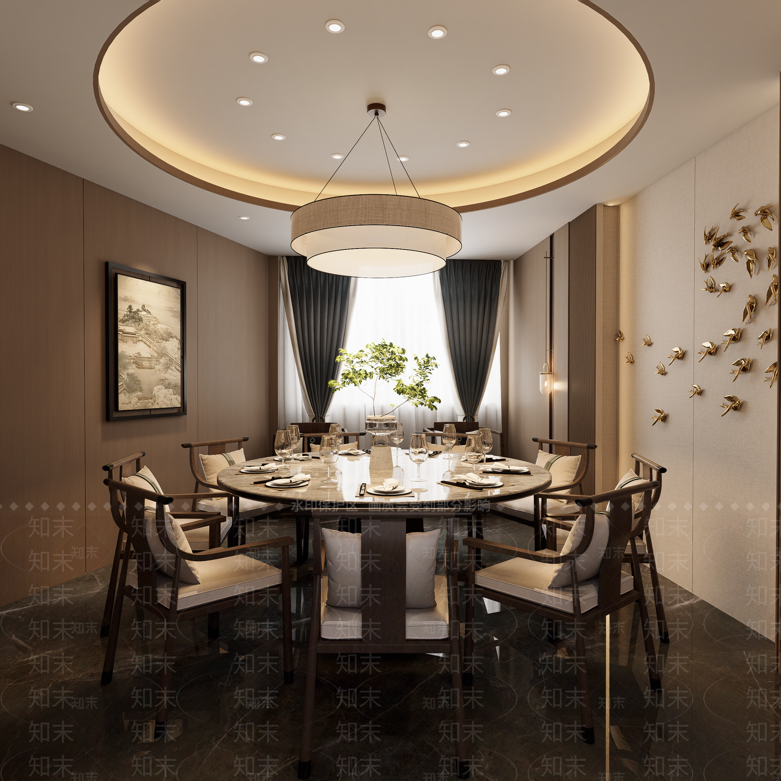 新中式包厢SU模型下载【ID:1233561289】