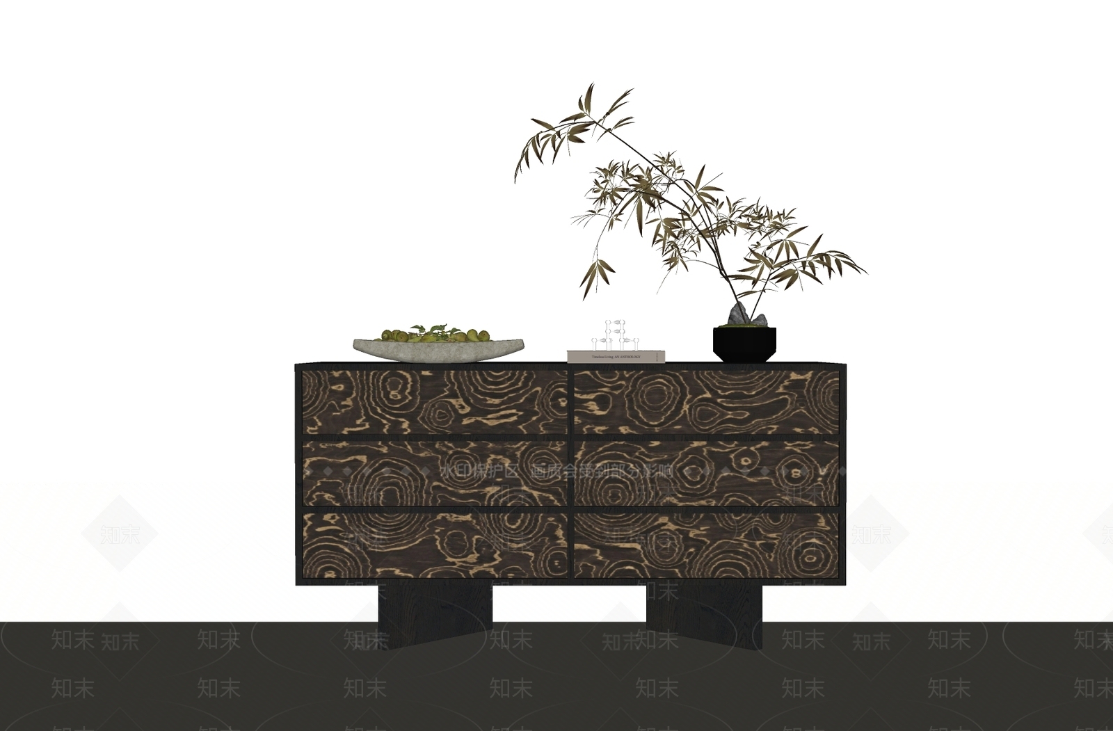 新中式餐边柜SU模型下载【ID:1233563455】