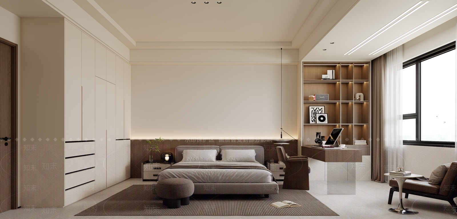 现代简约主卧3D模型下载【ID:1233568634】