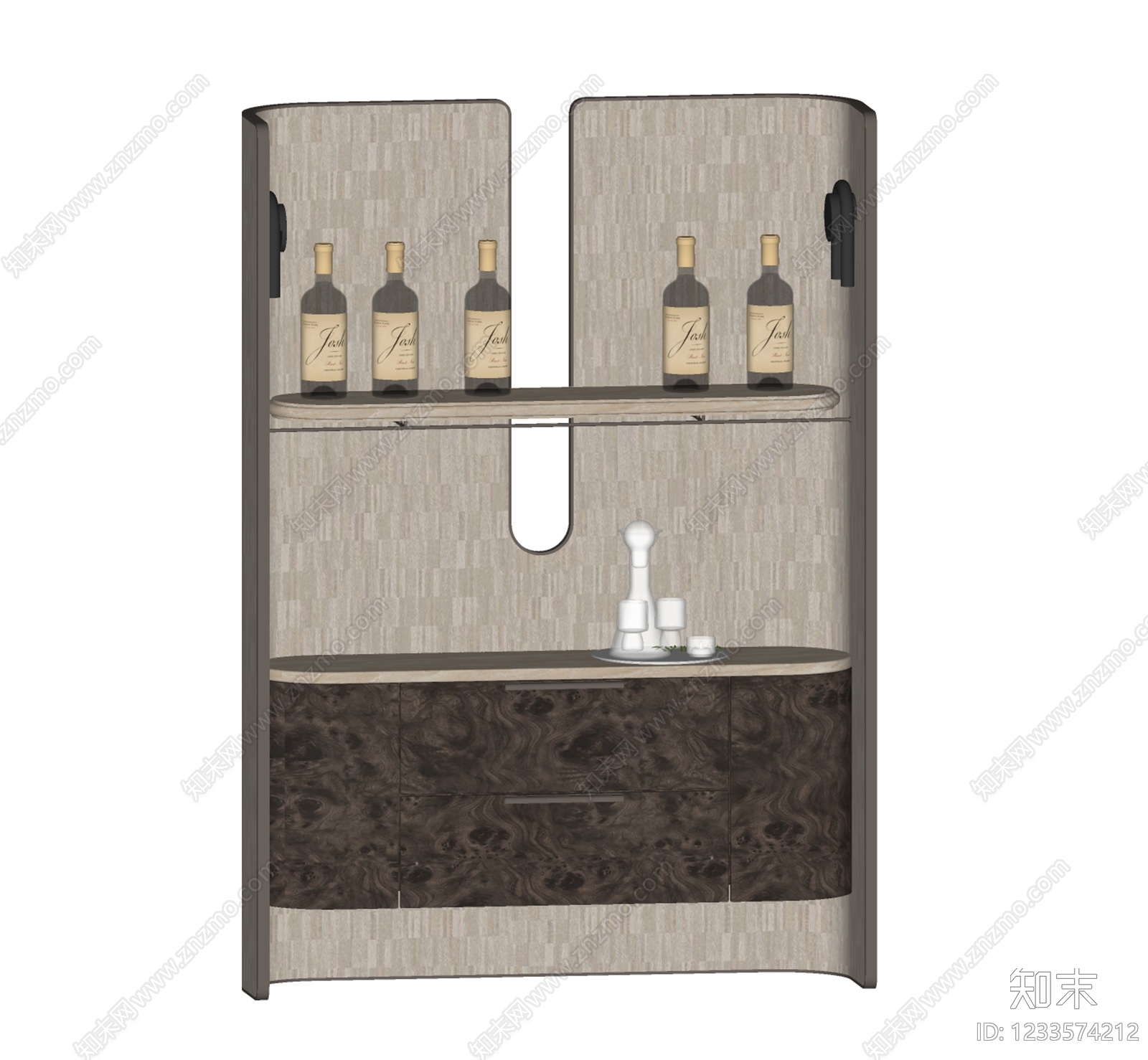 轻奢酒柜SU模型下载【ID:1233574212】