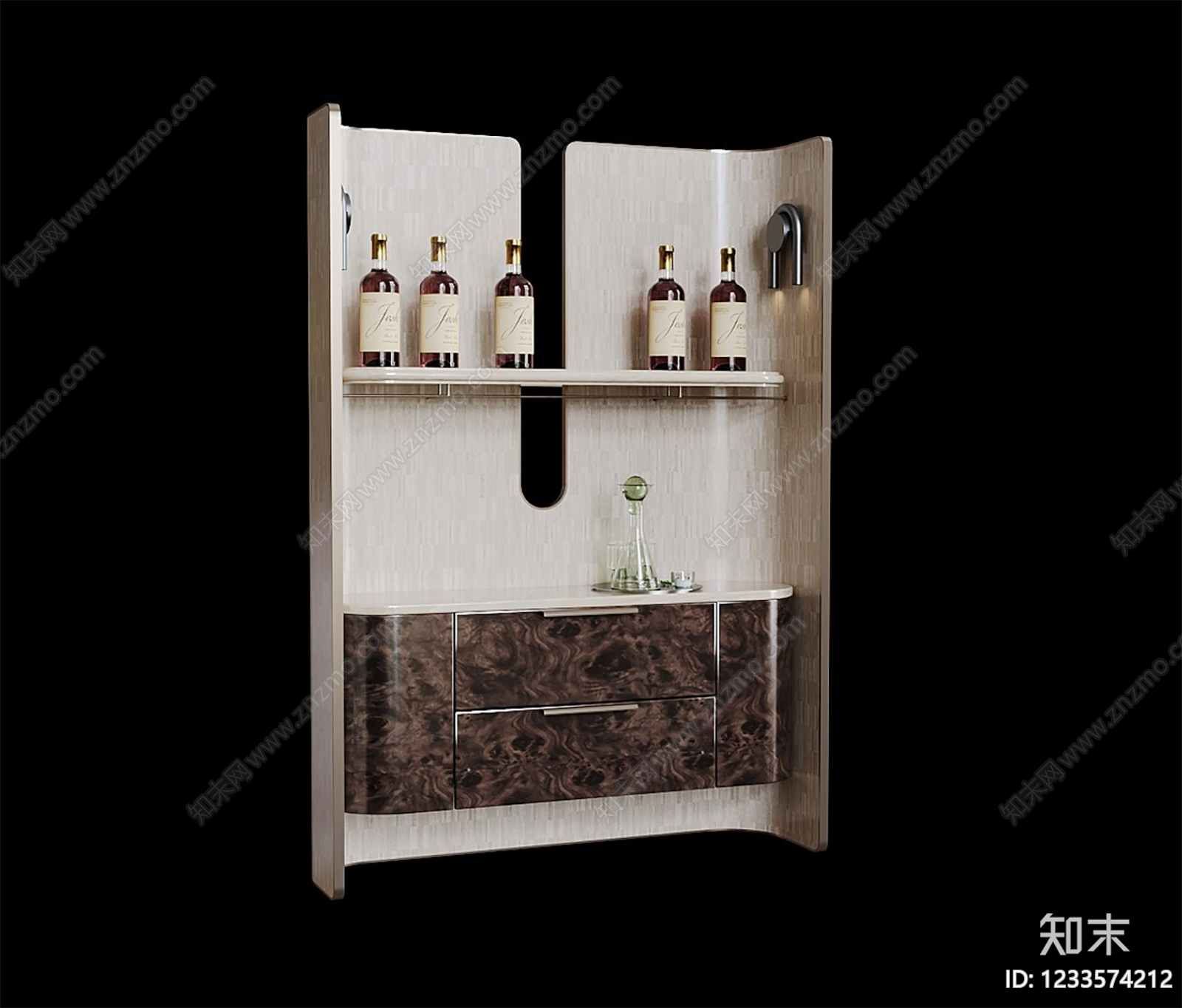 轻奢酒柜SU模型下载【ID:1233574212】