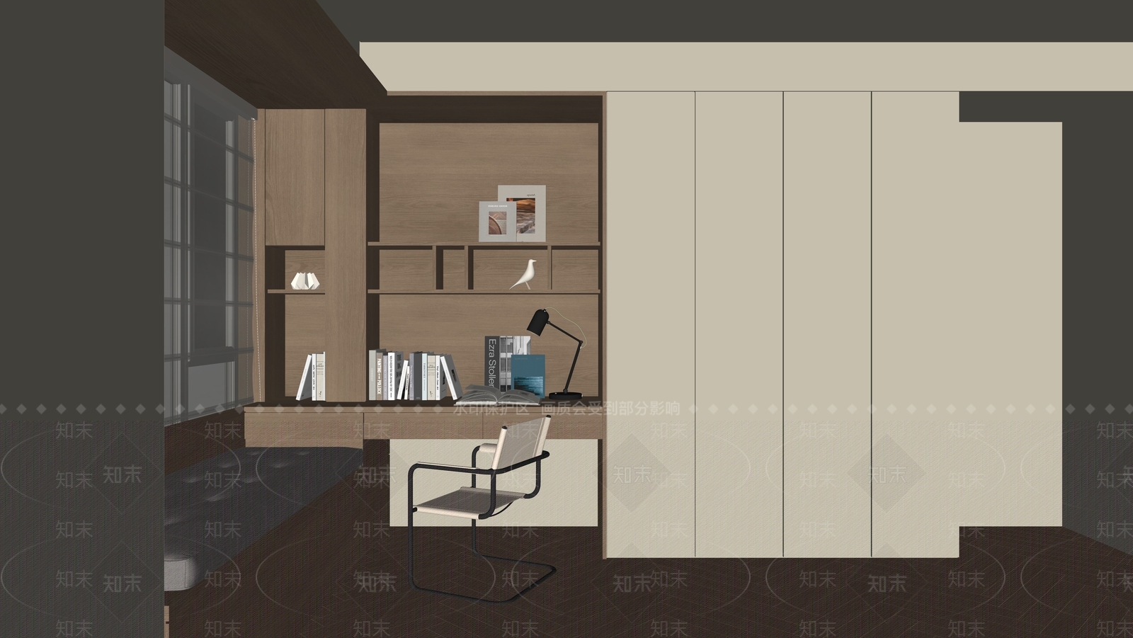原木风书桌SU模型下载【ID:1233584454】