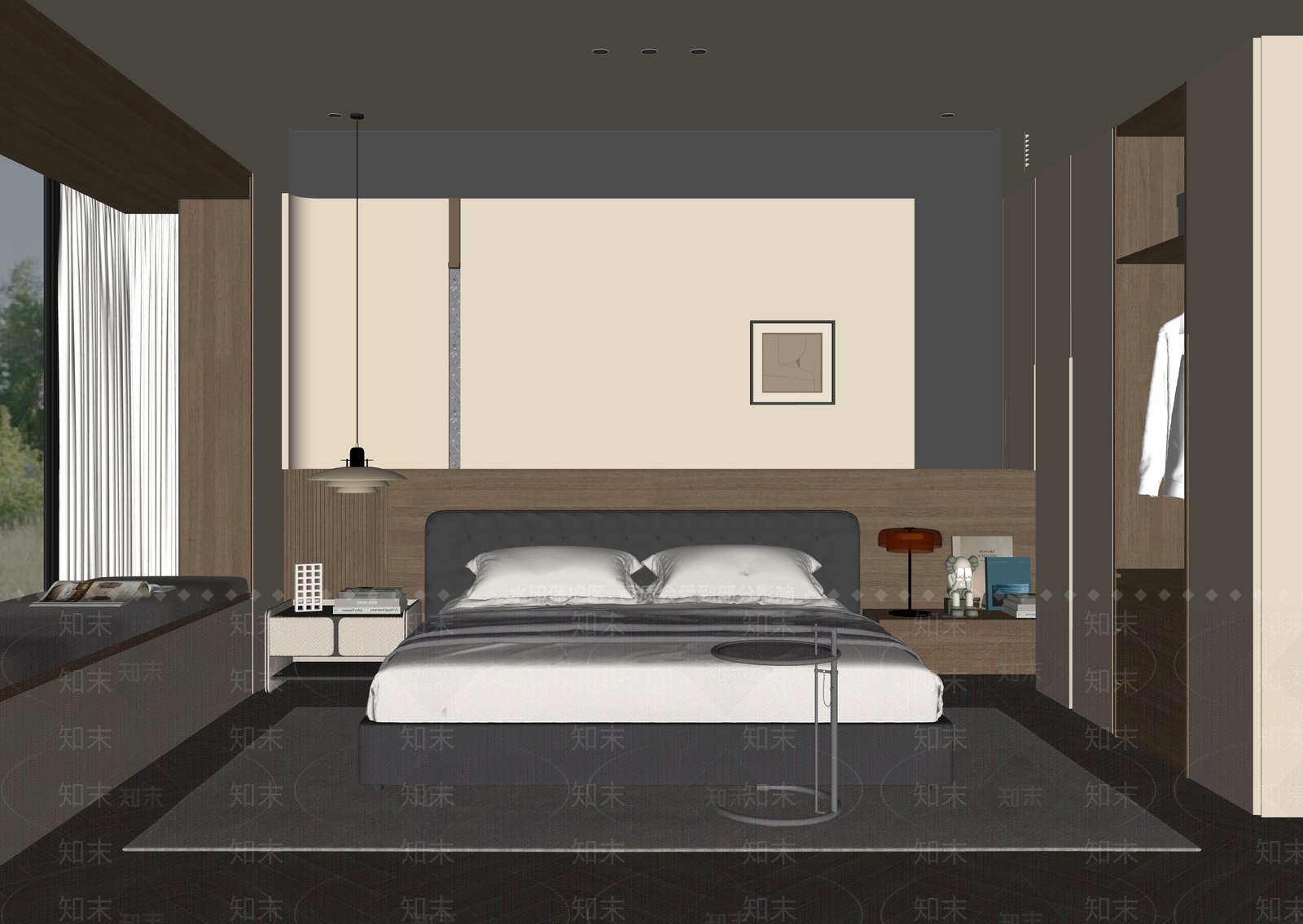 现代简约家居卧室SU模型下载【ID:1233587035】