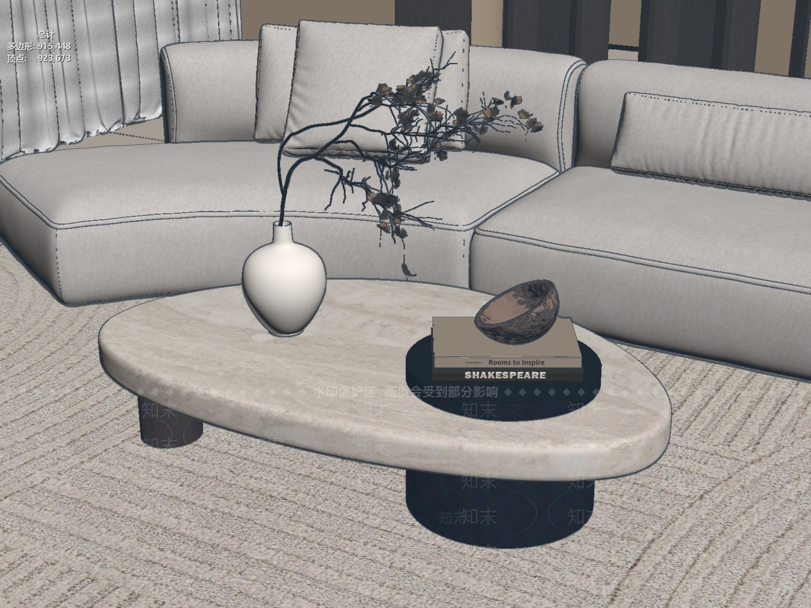 奶油风茶几3D模型下载【ID:1233592469】