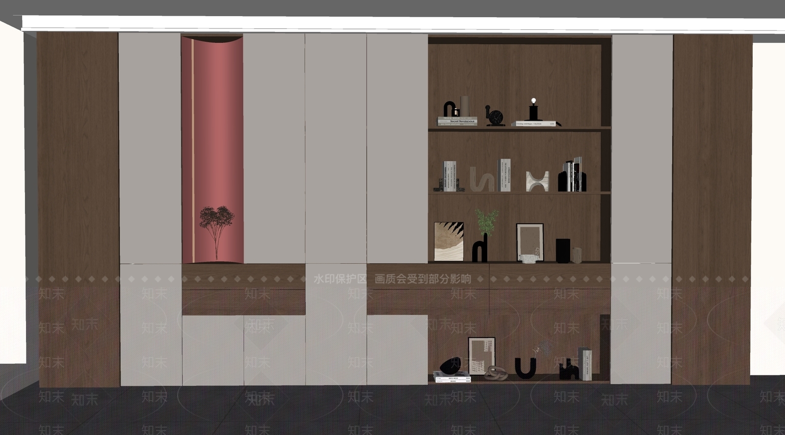 原木风储物柜SU模型下载【ID:1233616066】