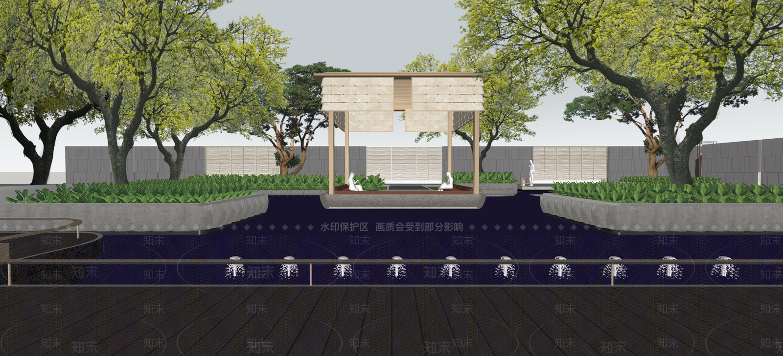 新中式景观廊架SU模型下载【ID:1233616558】