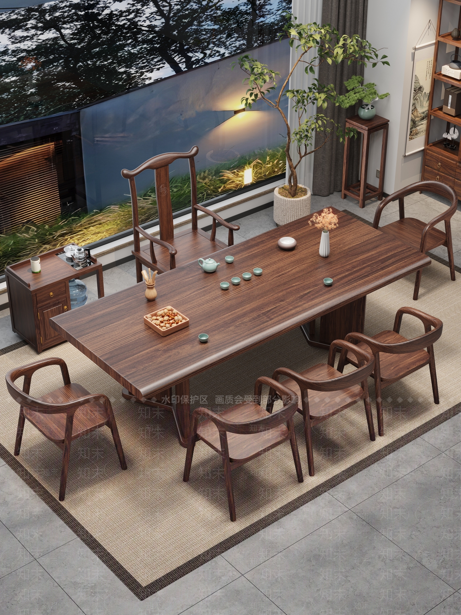 新中式茶桌椅3D模型下载【ID:1233627653】