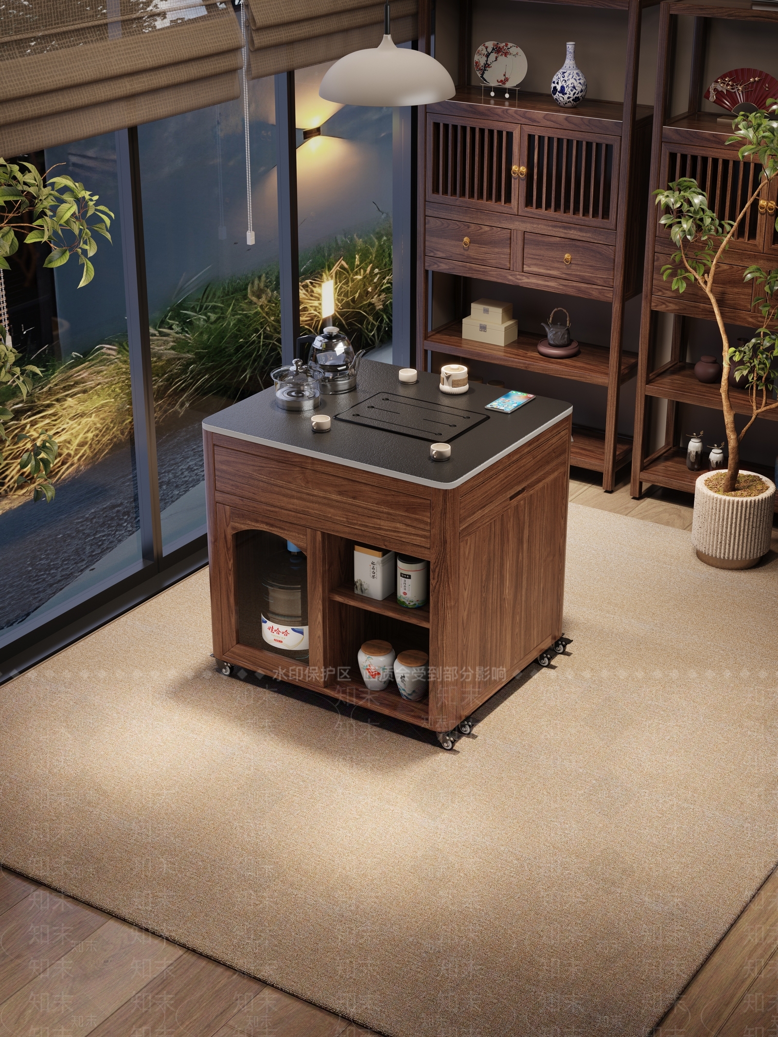 新中式茶柜3D模型下载【ID:1233632187】
