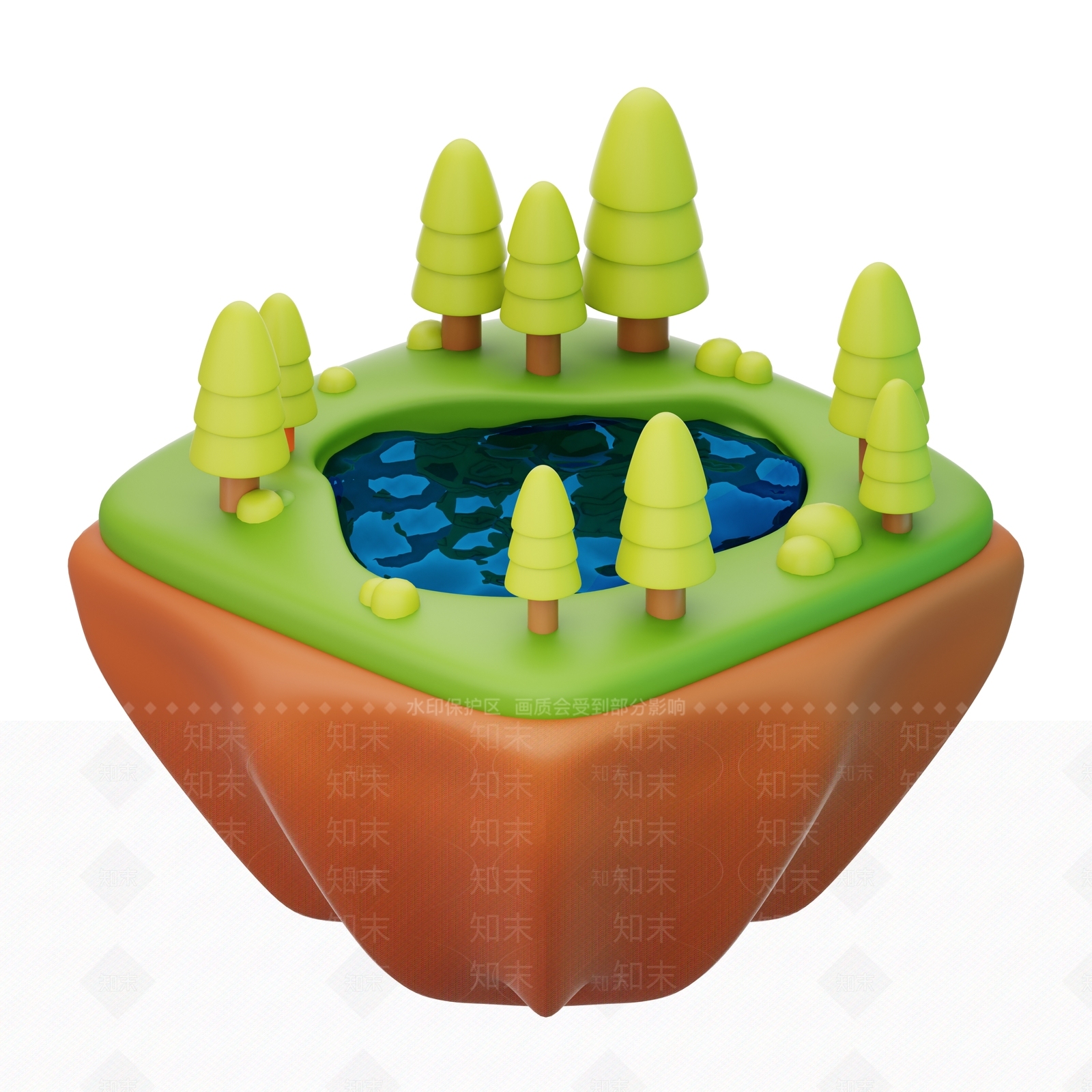 卡通微地形3D模型渲染效果图