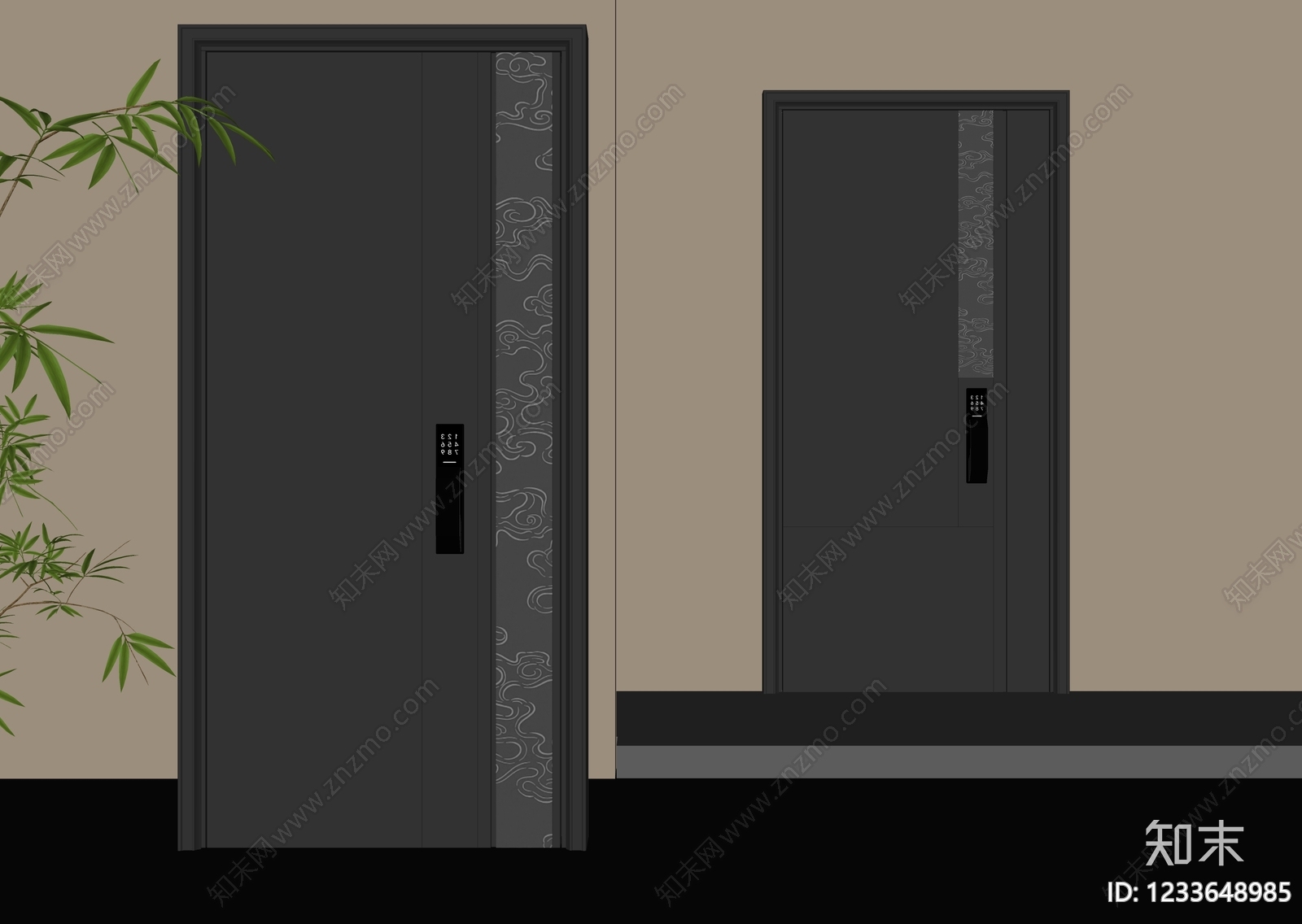 新中式单开门SU模型下载【ID:1233648985】