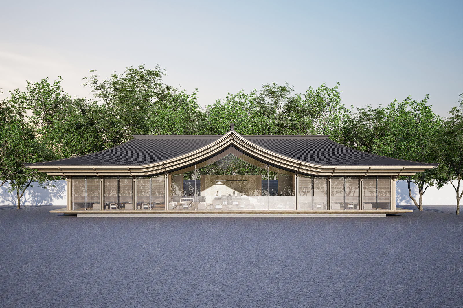 新中式风格建筑SU模型下载【ID:1233656000】