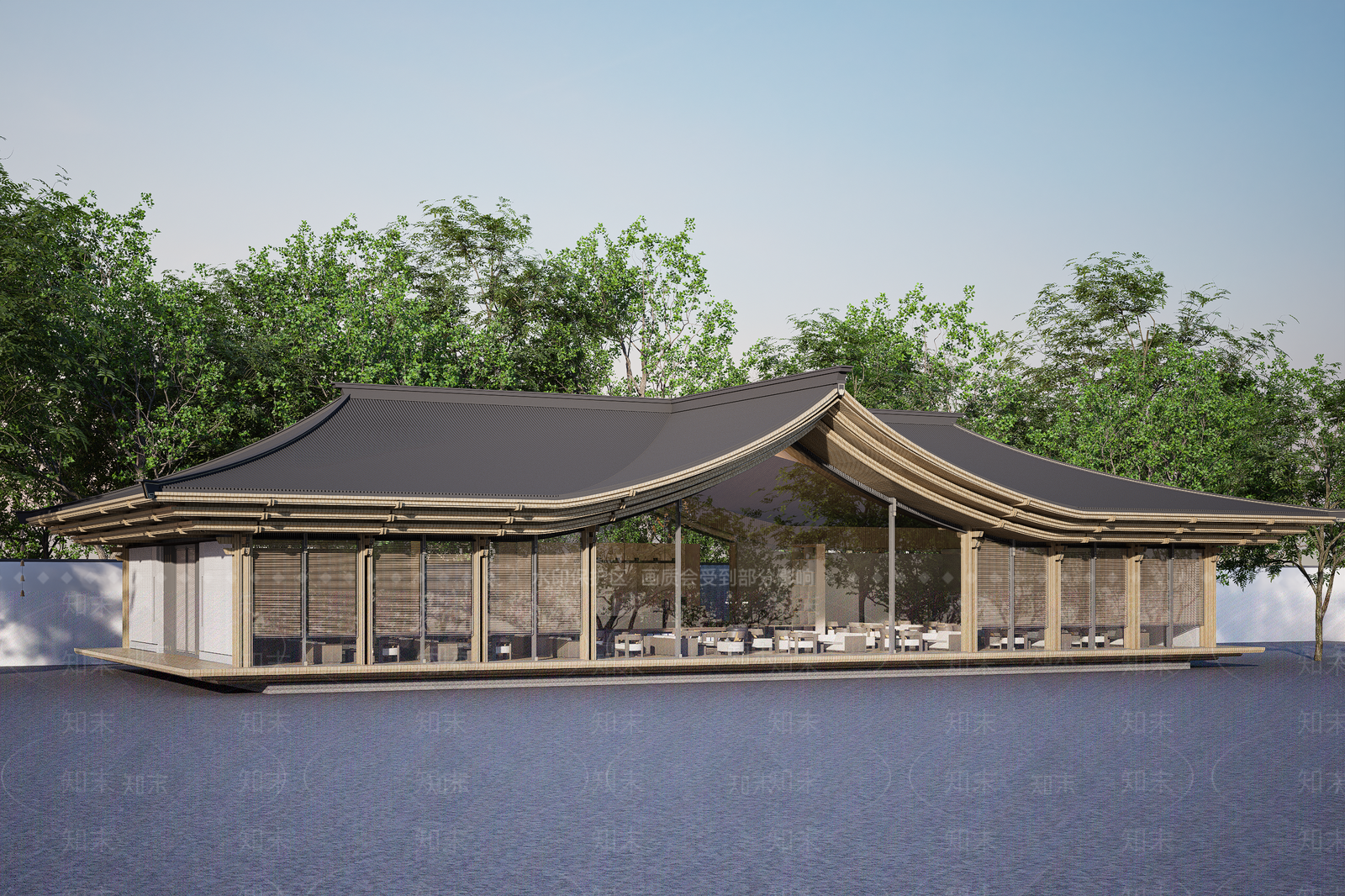 新中式风格建筑SU模型下载【ID:1233656000】