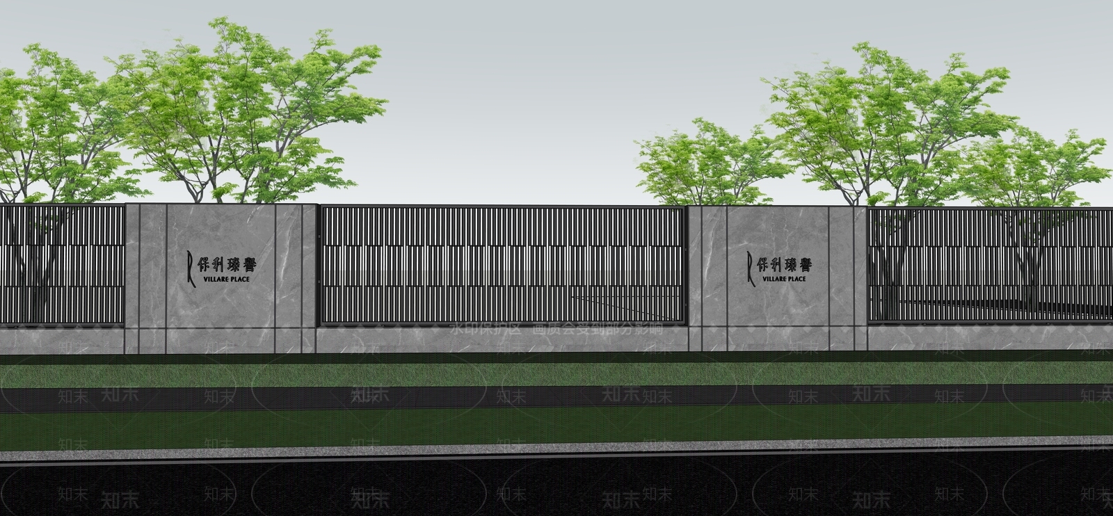 现代景观围栏SU模型下载【ID:1233656993】
