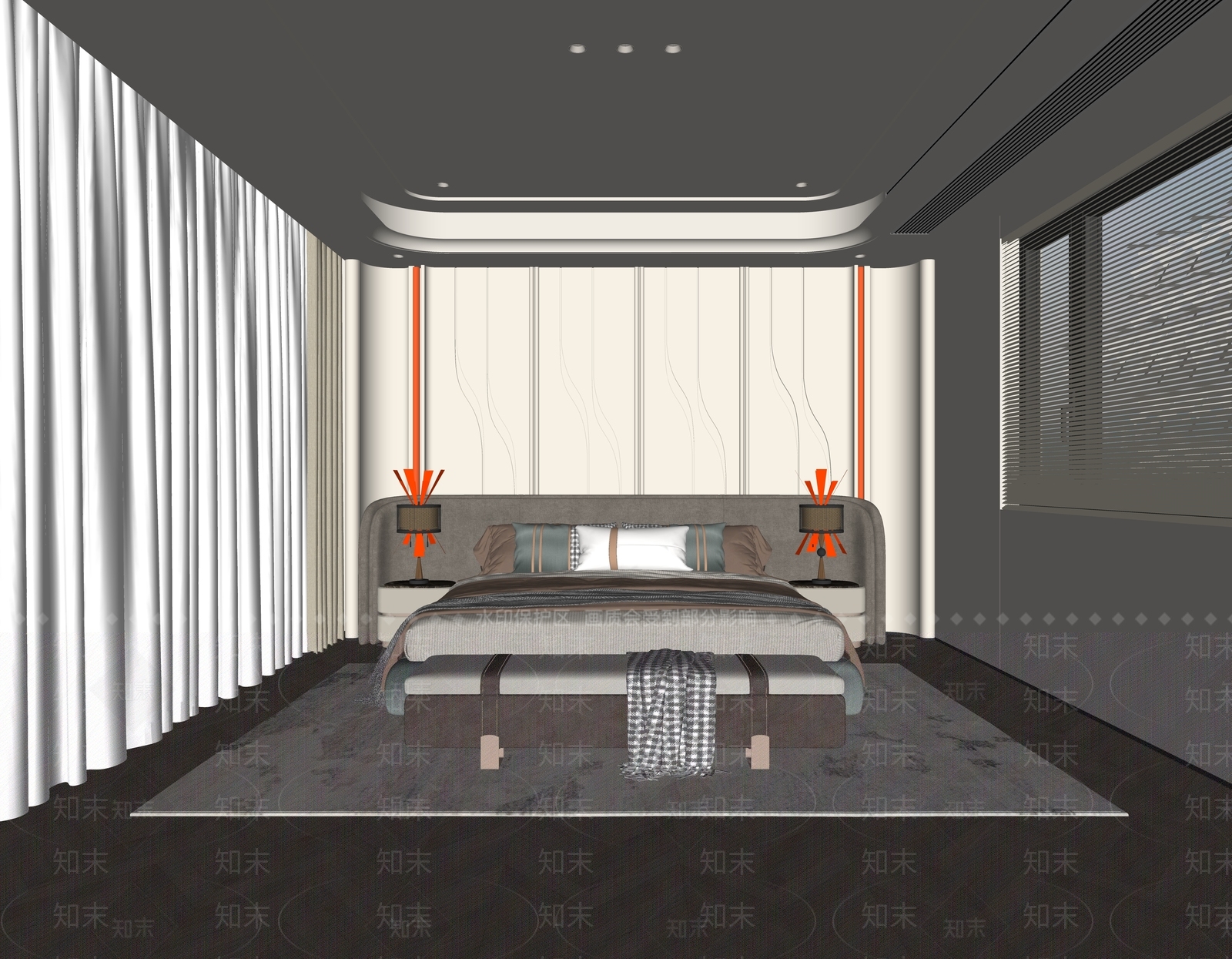 奶油风家居卧室SU模型下载【ID:1233657610】