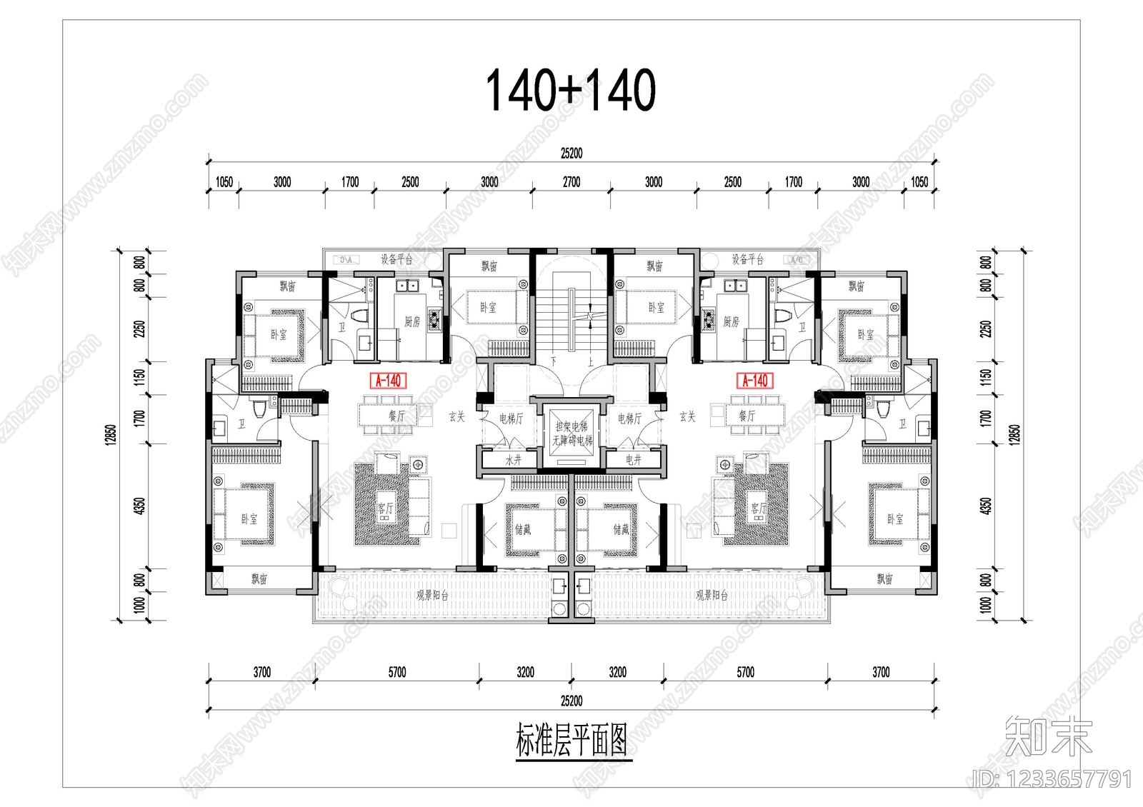 四居cad施工图下载【ID:1233657791】