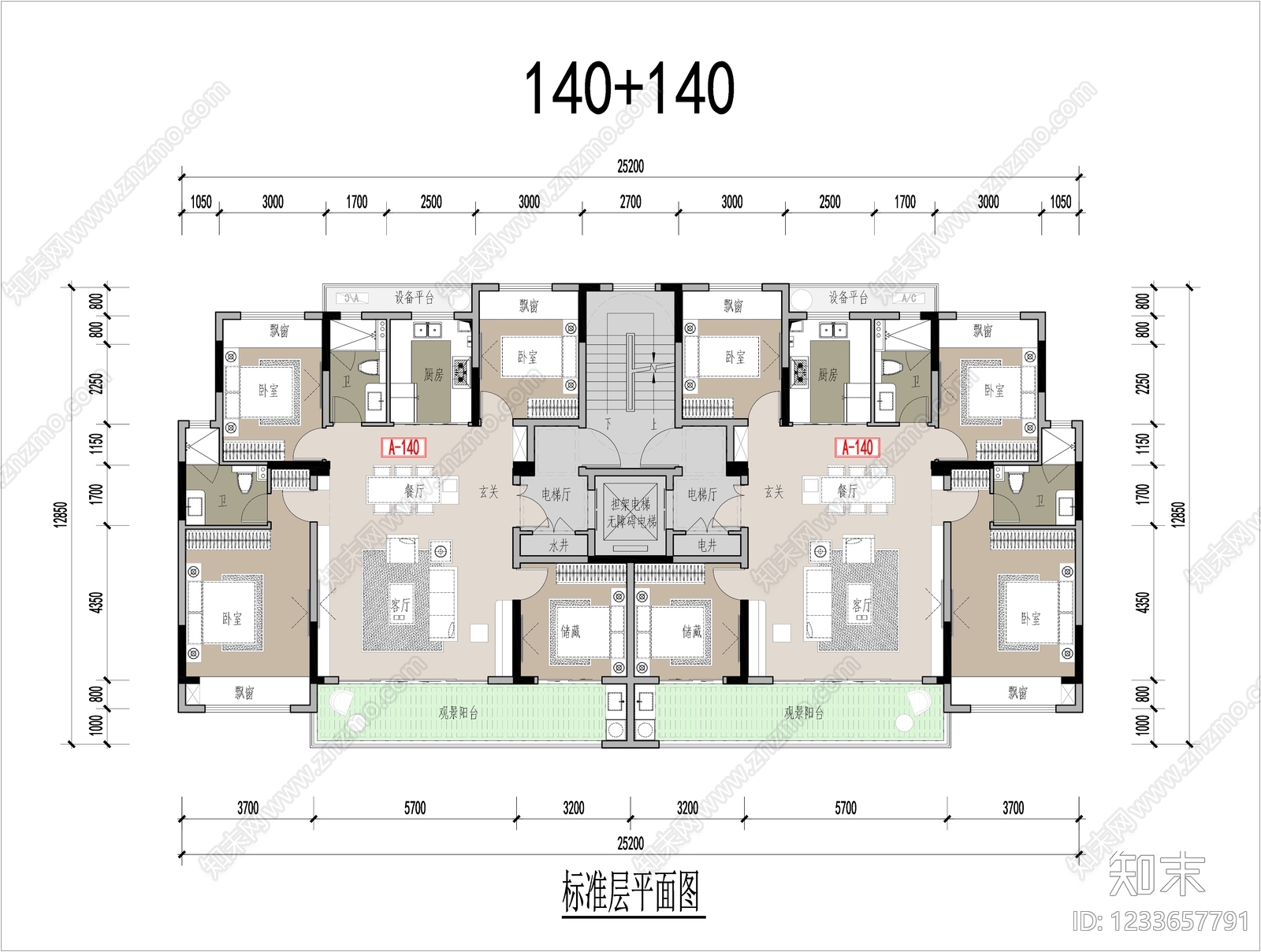 四居cad施工图下载【ID:1233657791】