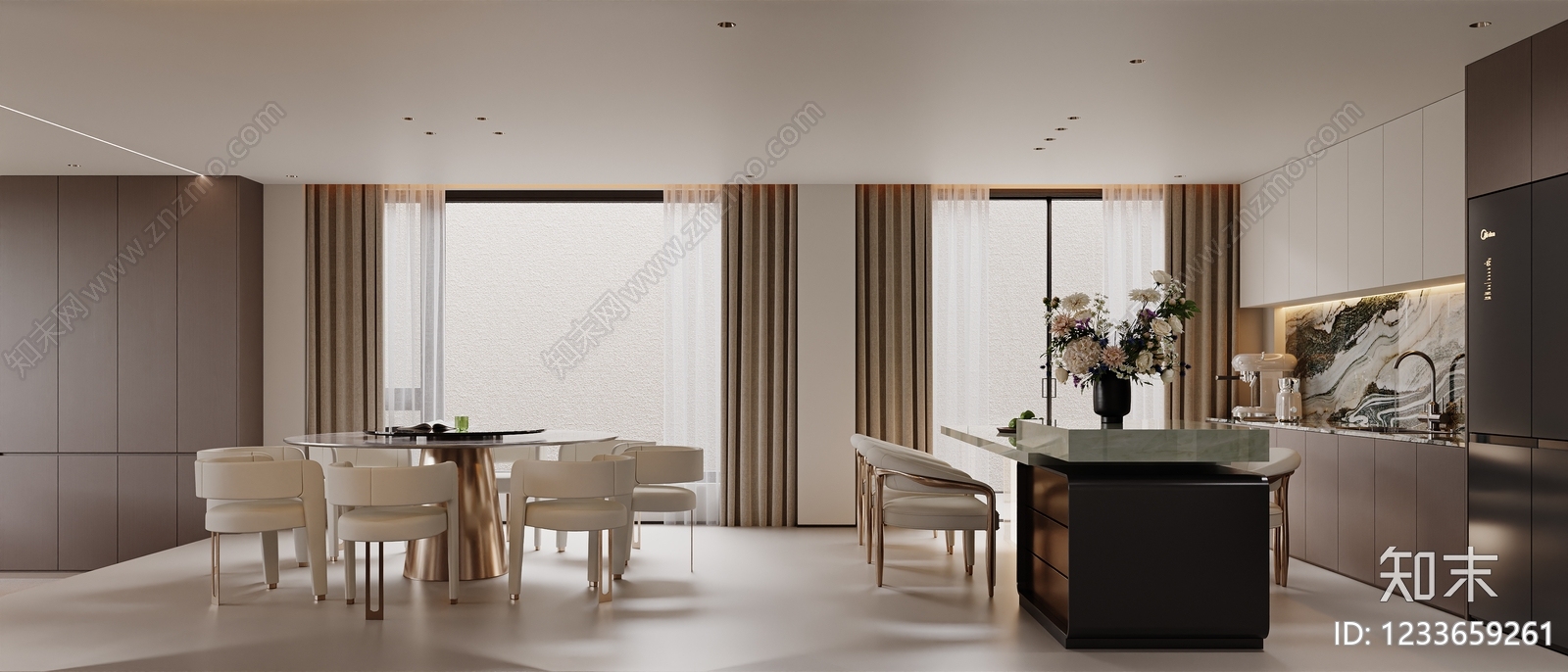 轻奢客餐厅SU模型下载【ID:1233659261】