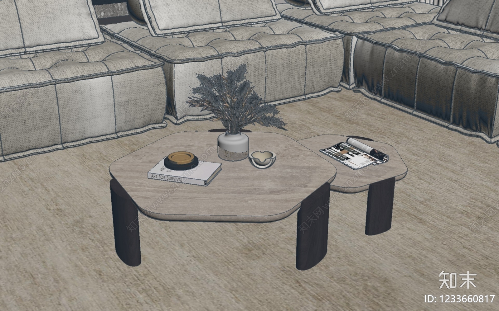 侘寂茶几3D模型下载【ID:1233660817】