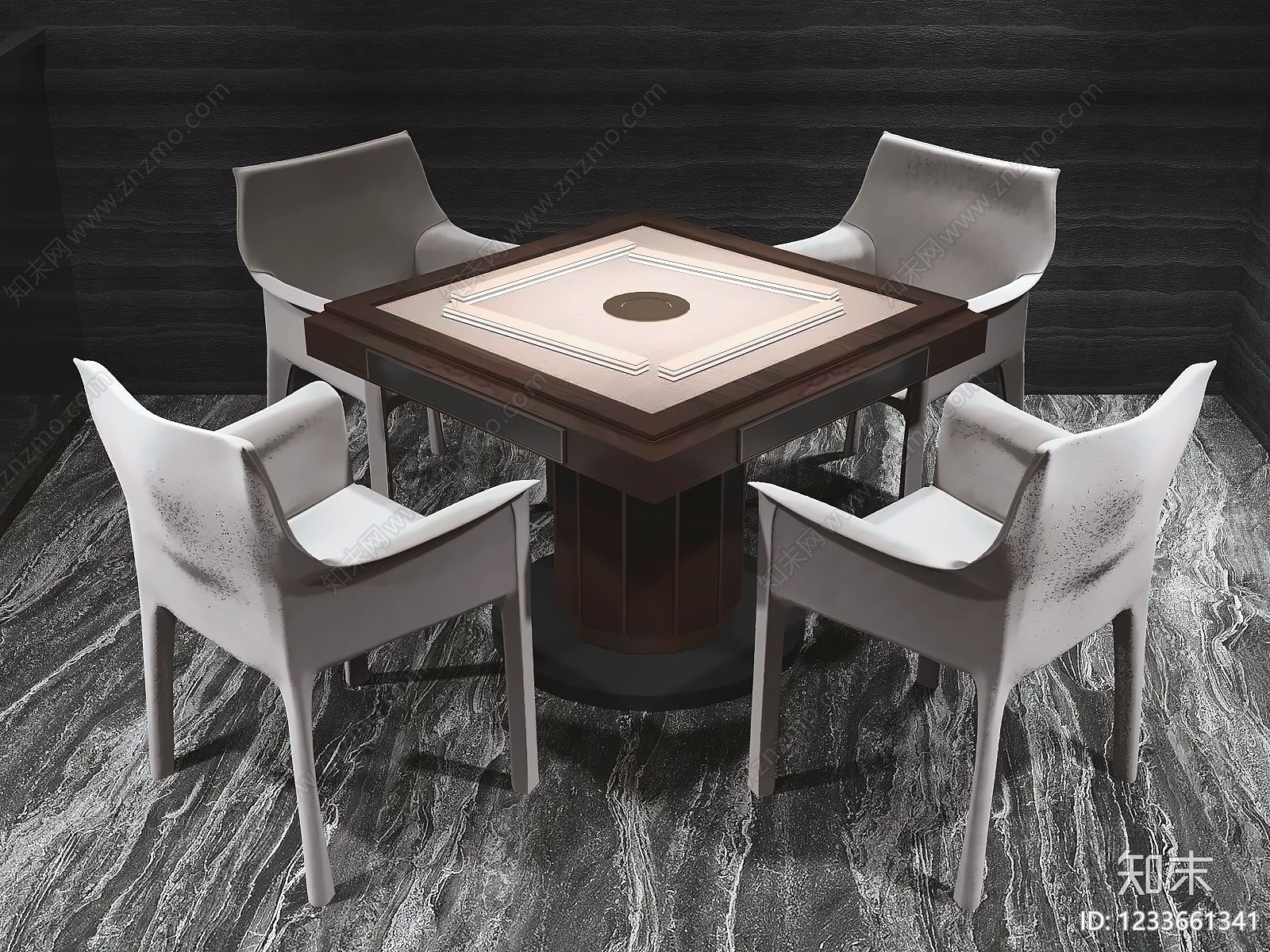 意式极简麻将桌3D模型下载【ID:1233661341】
